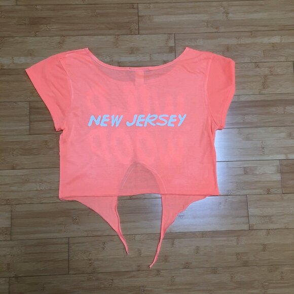 NWOT Shelor Clothing Orange Wildwood, NJ Front Tie Crop Top - Picture 2 of 3